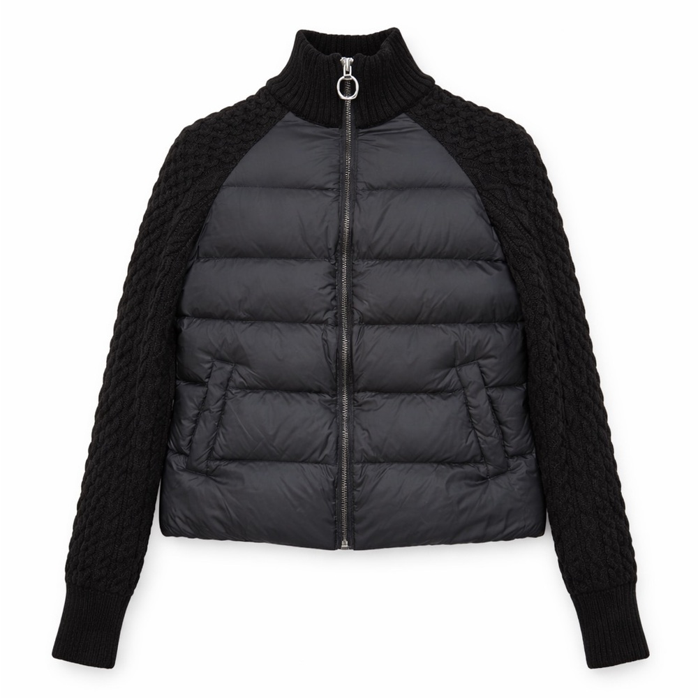 Anatomie Kit Hybrid Down Puffer Knit Wool Jacket Black Small